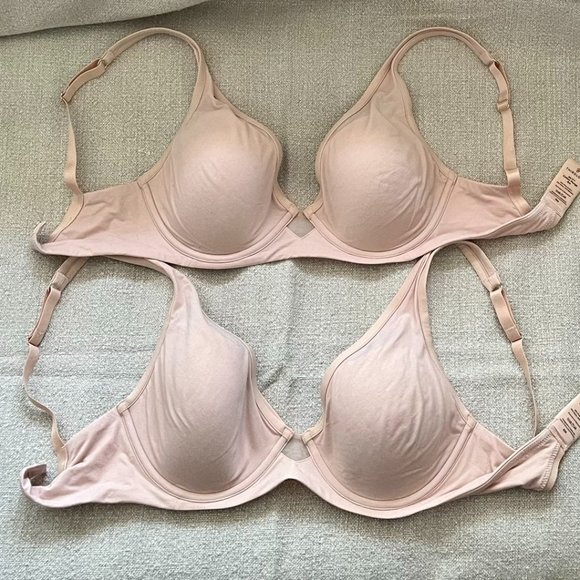 Pair of ThirdLove 24/7® Cotton Plunge Bras 32DD/32E